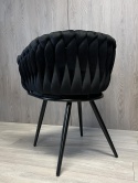 Krzesło plecione Lugano fotel TRECCIA BLACK VELVET SMOKE