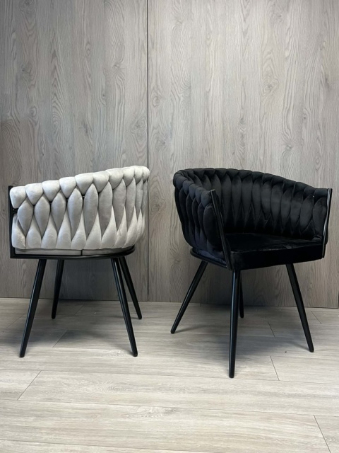 Krzesło plecione Lugano fotel TRECCIA BLACK VELVET SMOKE