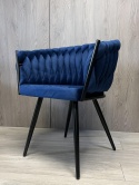 Krzesło plecione Lugano fotel TRECCIA BLUE VELVET SMOKE