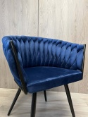 Krzesło plecione Lugano fotel TRECCIA BLUE VELVET SMOKE