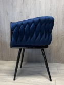Krzesło plecione Lugano fotel TRECCIA BLUE VELVET SMOKE