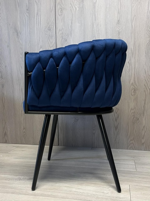 Krzesło plecione Lugano fotel TRECCIA BLUE VELVET SMOKE