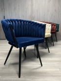 Krzesło plecione Lugano fotel TRECCIA BLUE VELVET SMOKE