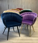 Krzesło plecione Lugano fotel TRECCIA BLUE VELVET SMOKE