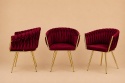 Krzesło plecione Lugano fotel TRECCIA BURGUNDY VELVET GOLD