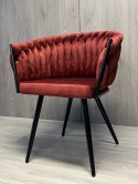 Krzesło plecione Lugano fotel TRECCIA BURGUNDY VELVET SMOKE