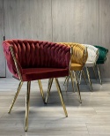 Krzesło plecione Lugano fotel TRECCIA BURGUNDY VELVET SMOKE