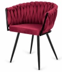 Krzesło plecione Lugano fotel TRECCIA BURGUNDY VELVET SMOKE