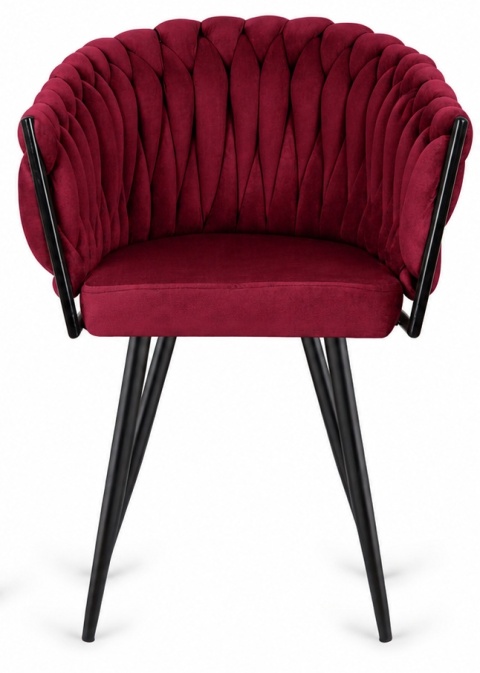 Krzesło plecione Lugano fotel TRECCIA BURGUNDY VELVET SMOKE