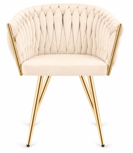 Krzesło plecione Lugano fotel TRECCIA CREAM VELVET GOLD
