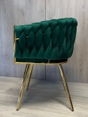 Krzesło plecione Lugano fotel TRECCIA GREEN VELVET GOLD