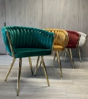 Krzesło plecione Lugano fotel TRECCIA GREEN VELVET GOLD