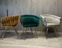 Krzesło plecione Lugano fotel TRECCIA GREEN VELVET GOLD