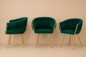 Krzesło plecione Lugano fotel TRECCIA GREEN VELVET GOLD