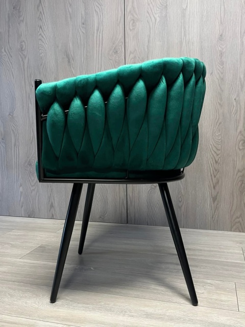 Krzesło plecione Lugano fotel TRECCIA GREEN VELVET SMOKE