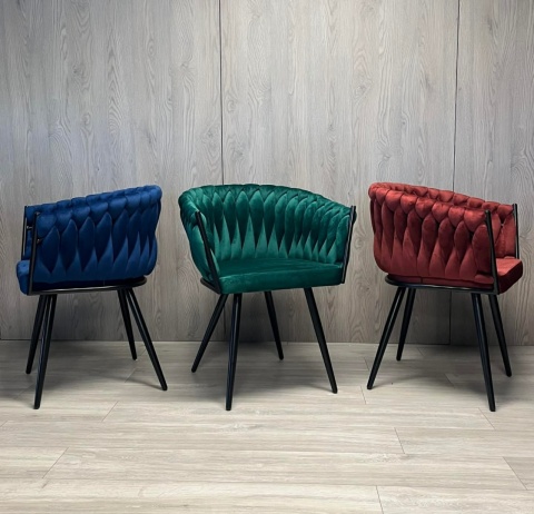 Krzesło plecione Lugano fotel TRECCIA GREEN VELVET SMOKE
