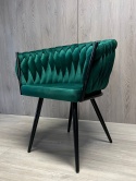Krzesło plecione Lugano fotel TRECCIA GREEN VELVET SMOKE