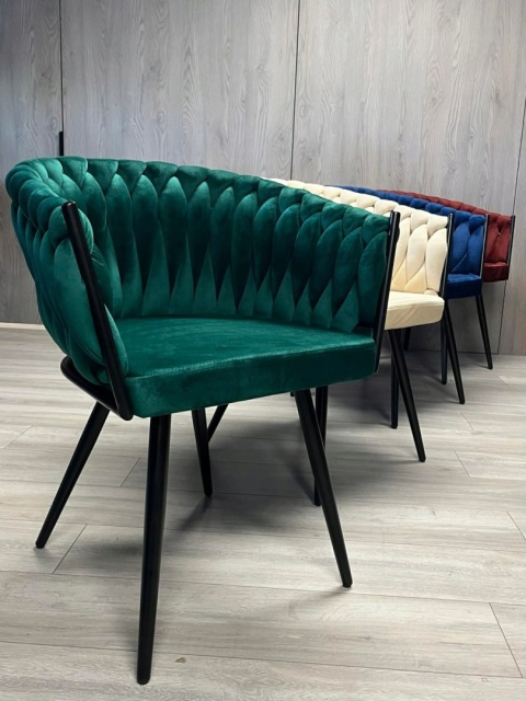 Krzesło plecione Lugano fotel TRECCIA GREEN VELVET SMOKE