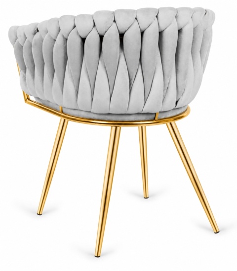 Krzesło plecione Lugano fotel TRECCIA GREY VELVET GOLD II GATUNEK