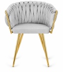 Krzesło plecione Lugano fotel TRECCIA GREY VELVET GOLD II GATUNEK