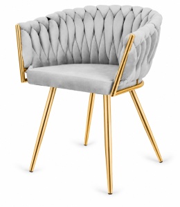 Krzesło plecione Lugano fotel TRECCIA GREY VELVET GOLD II GATUNEK