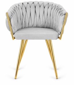 Krzesło plecione Lugano fotel TRECCIA GREY VELVET GOLD