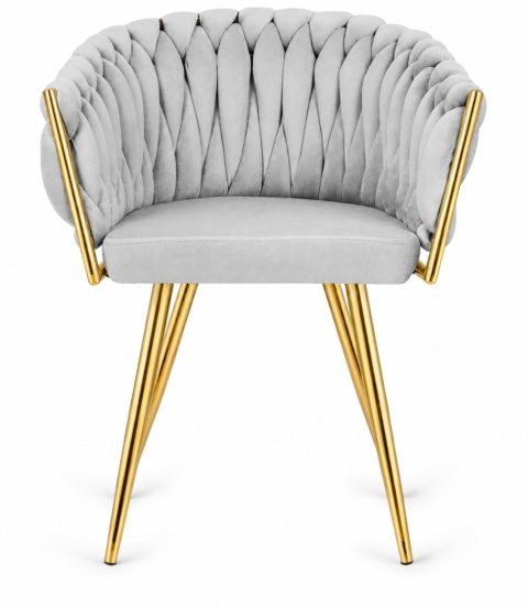 Krzesło plecione Lugano fotel TRECCIA GREY VELVET GOLD