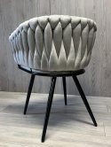 Krzesło plecione Lugano fotel TRECCIA GREY VELVET SMOKE