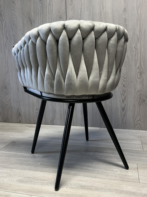 Krzesło plecione Lugano fotel TRECCIA GREY VELVET SMOKE