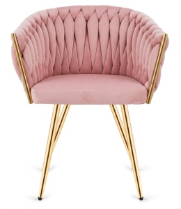 Krzesło plecione Lugano fotel TRECCIA PINK VELVET GOLD