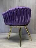 Krzesło plecione Lugano fotel TRECCIA PURPLE VELVET GOLD