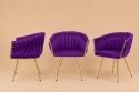 Krzesło plecione Lugano fotel TRECCIA PURPLE VELVET GOLD