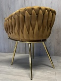 Krzesło plecione Lugano fotel TRECCIA SAND VELVET GOLD