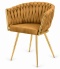 Krzesło plecione Lugano fotel TRECCIA SAND VELVET GOLD