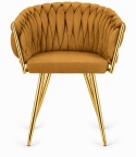 Krzesło plecione Lugano fotel TRECCIA SAND VELVET GOLD