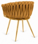 Krzesło plecione Lugano fotel TRECCIA SAND VELVET GOLD