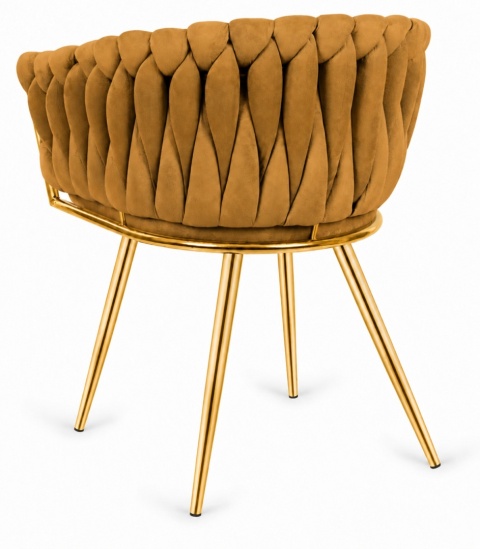Krzesło plecione Lugano fotel TRECCIA SAND VELVET GOLD