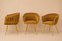 Krzesło plecione Lugano fotel TRECCIA SAND VELVET GOLD