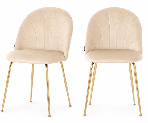 Krzesło tapicerowane CAMILA BEIGE VELVET GOLD