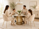 Krzesło tapicerowane CAMILA BEIGE VELVET GOLD