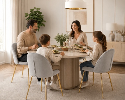 Krzesło tapicerowane CAMILA GREY VELVET GOLD