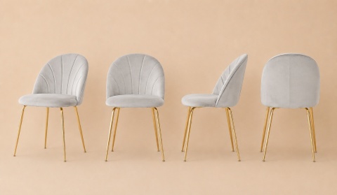 Krzesło tapicerowane CAMILA GREY VELVET GOLD
