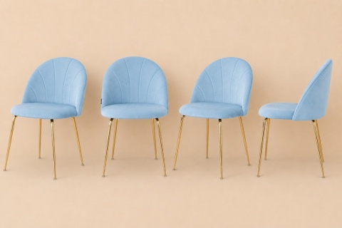 Krzesło tapicerowane CAMILA LIGHT BLUE VELVET GOLD