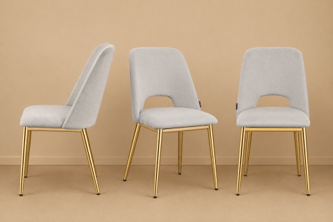 Krzesło tapicerowane GOTI LIGHT GREY VELVET GOLD