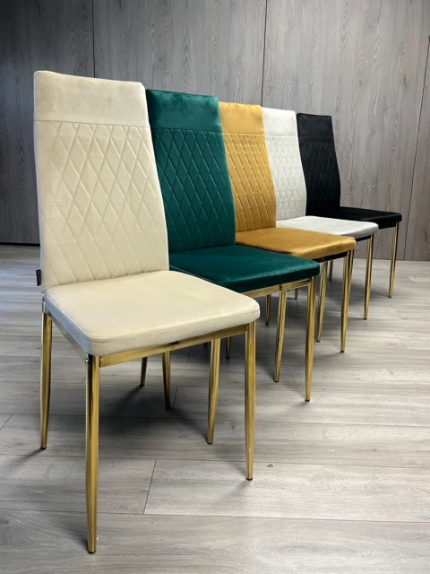 Krzesło tapicerowane VALVA CARO VELVET BEIGE GOLD