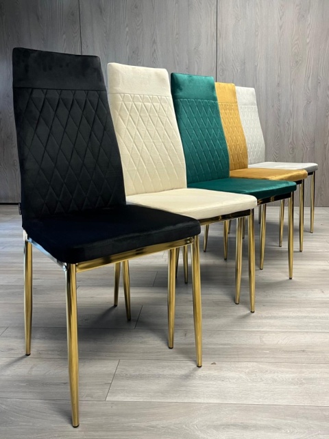 Krzesło tapicerowane VALVA CARO VELVET BLACK GOLD