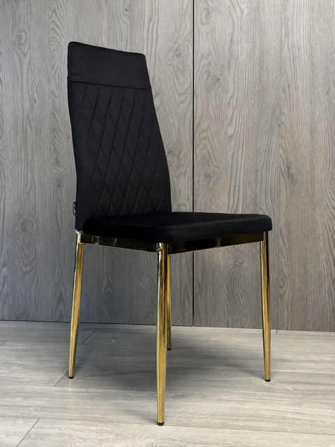 Krzesło tapicerowane VALVA CARO VELVET BLACK GOLD