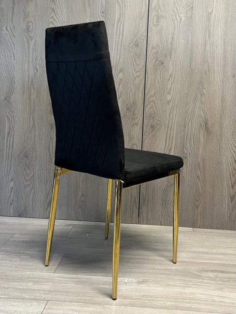 Krzesło tapicerowane zestaw 4x VALVA CARO VELVET BLACK GOLD