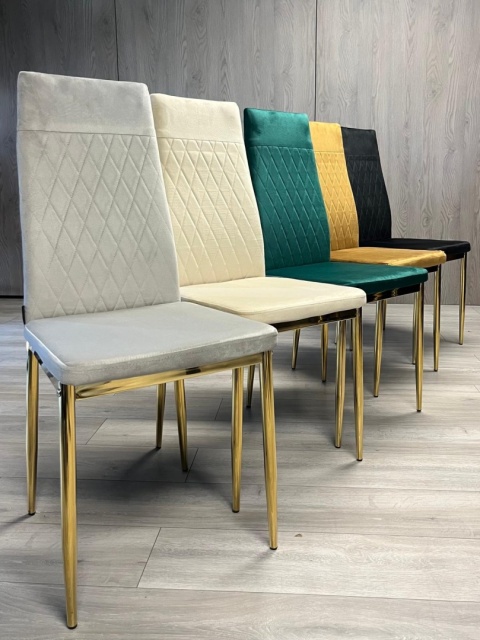 Krzesło tapicerowane zestaw 4x VALVA CARO VELVET GREY GOLD