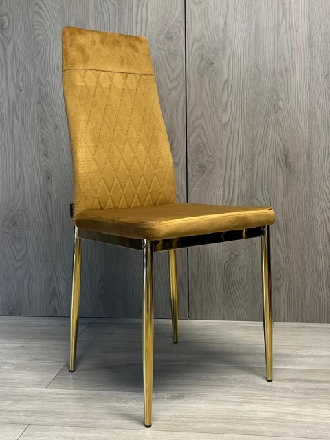 Krzesło tapicerowane zestaw 4x VALVA CARO VELVET TRUFLE GOLD